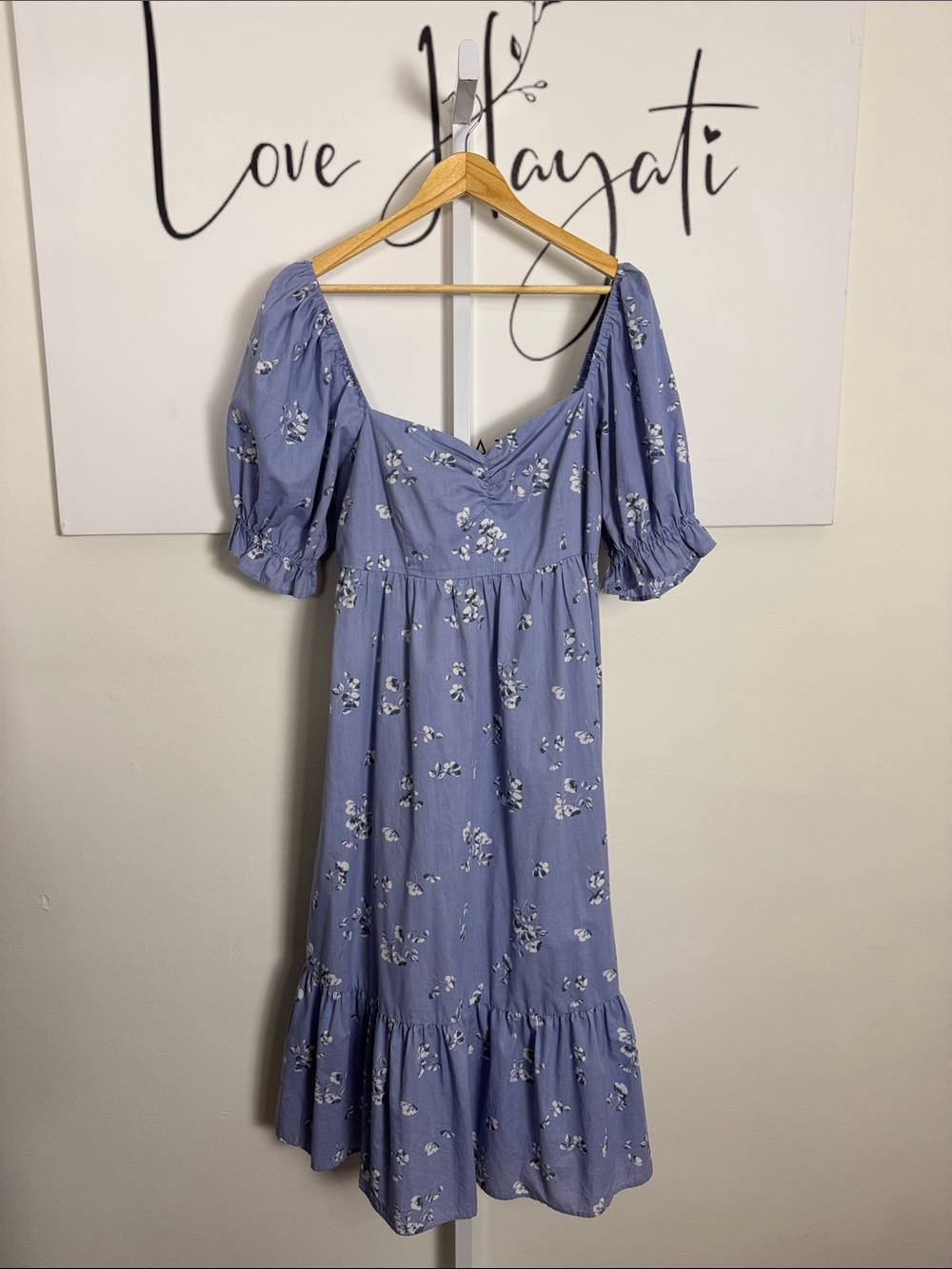 Abercrombie & Fitch Floral Puff-Sleeve Midi Dress Milkmaid Size Large Cottage